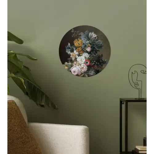 Stilleven met bloemen - Schilderij van Eelke Jelles Eelkema Wandcirkel behangsticker klein -sfeer2
