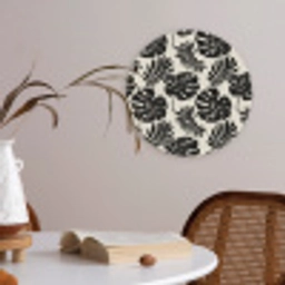 Modern - Monstera - Zwart Akoestische PET Vilt - Rond klein 838 -sfeer3