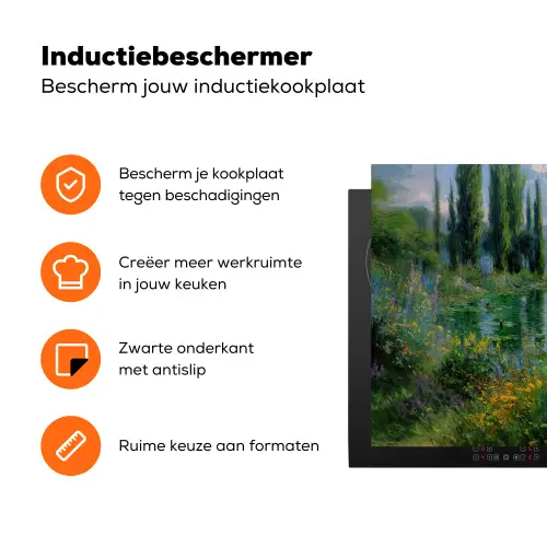 Bloemen - Meer - Bergen - Groen Inductie beschermer vinyl 3mm klein -zzzzzzz-td-ups