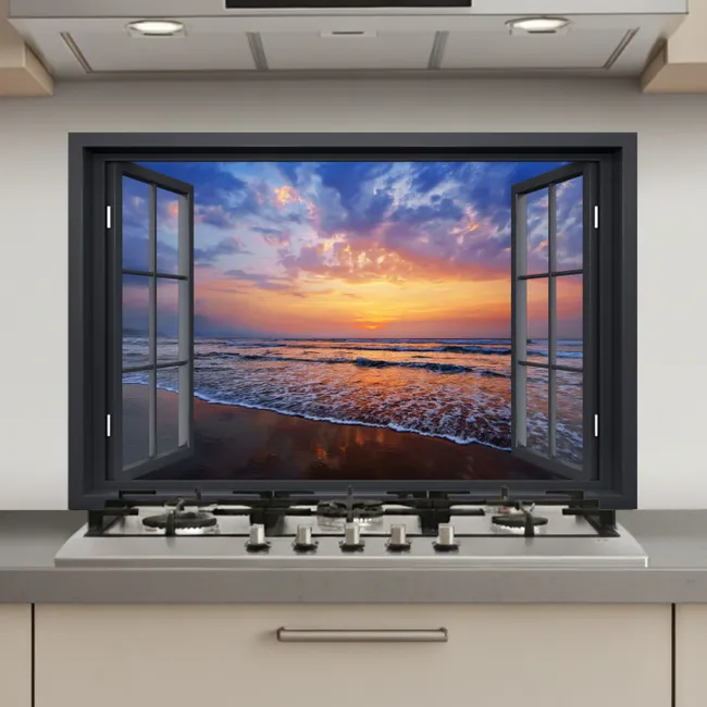 Doorkijk - Zee - Strand keuken achterwand spatscherm klein -3d_website