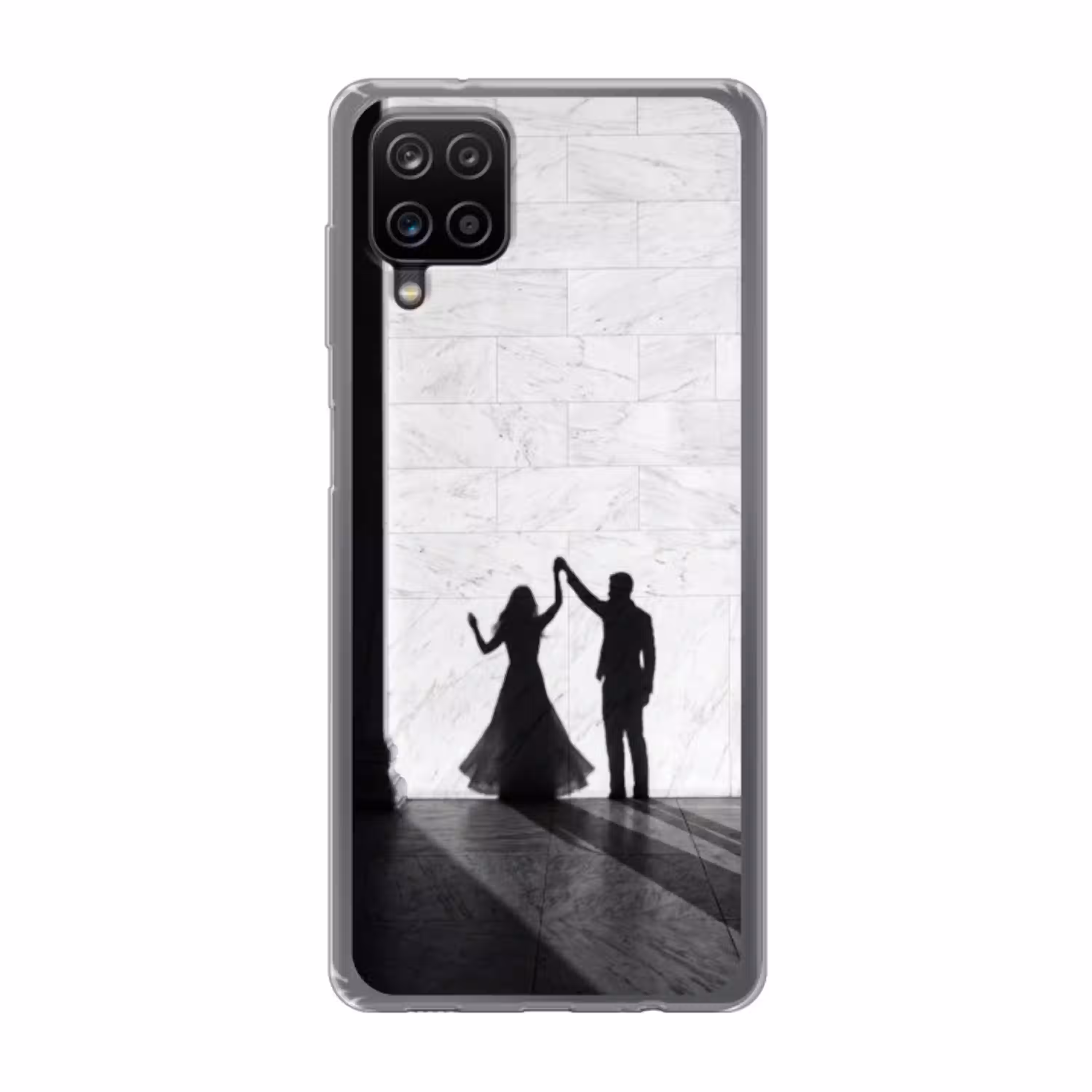 Mensen - Schaduw - Dans - Zwart-wit - Liefde Telefoonhoesje Samsung Galaxy A12 klein -3d