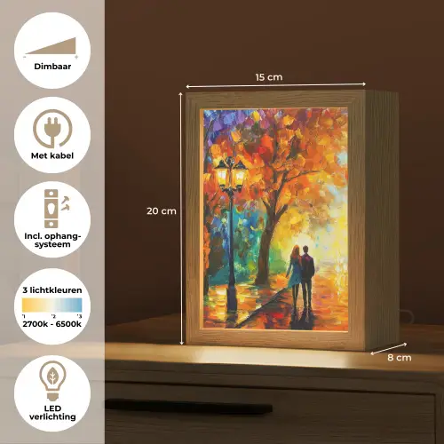 Koppel - Liefde - Bos - Kunst Light Box met kabel (Tafellamp) klein -USP_NL