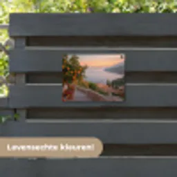 Middelandse zee - Sinaasappel - Heuvels - Zee tuinposter los doek klein -sfeer3