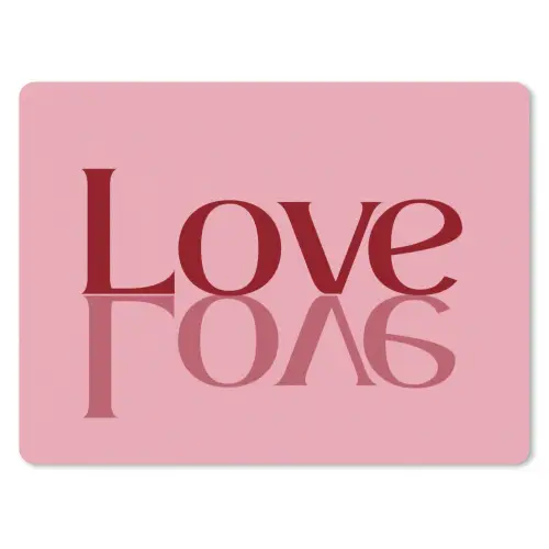 Love - Roze - Spiegeling muismat rubber klein -3d