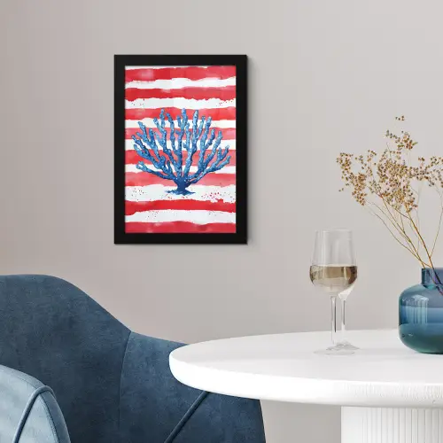 Koraal - Verfstructuur - Rood - Blauw fotolijst zwart zonder passe partout klein -sfeer4