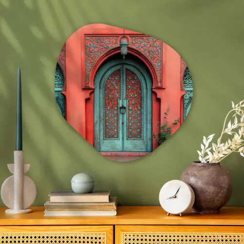Lantaarn - Deur - Turquoise Wandcirkel Organisch Plexiglas middel -sfeer2