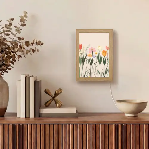 Pasteltinten - Bloemen - Illustratie Light Box met kabel (Tafellamp) klein -sfeer2