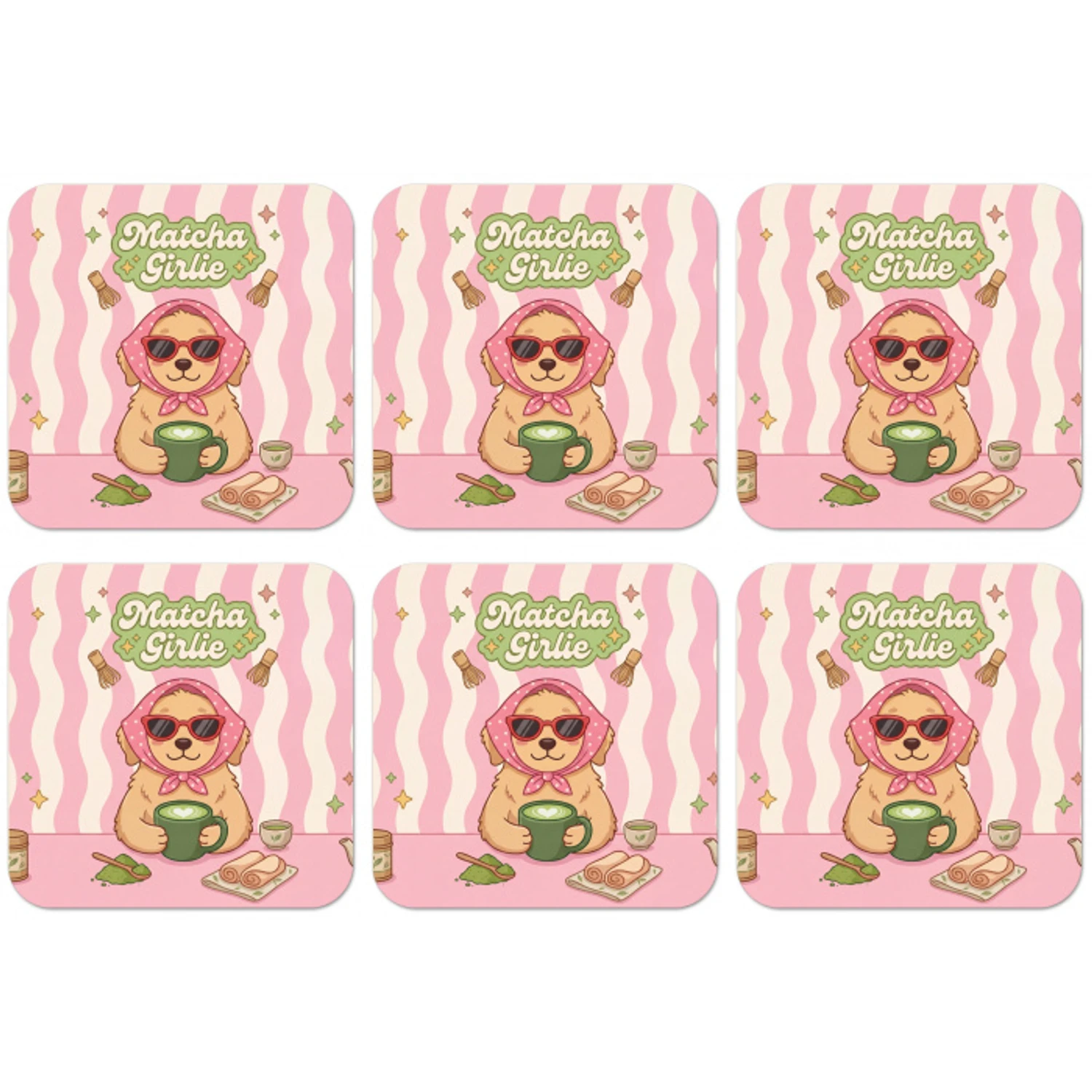 Matcha - Hond - Roze - Groen onderzetter kurk middel -zkaufland3dotto