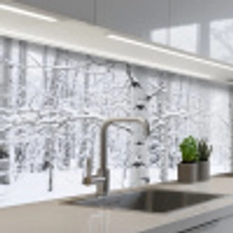Berkenbomen - Sneeuw - Winter - Bos - Wit keuken achterwand 2 middel -3d_schuin