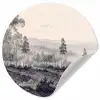 Mistig - Berglandschap - Illustratie Wandcirkel behangsticker klein -3d