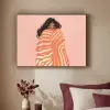 Meisje - Deken - Gestreept - Oranje Textielframe zwart klein -sfeer1