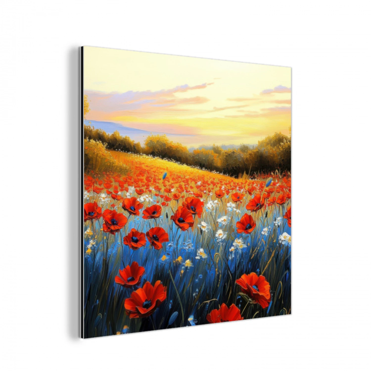 Klaproos - Bloemenveld - Kleurrijk aluminium wit klein -3d