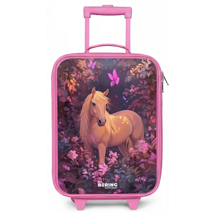 Paard - Bloemen - Paars - Vlinder Kinderkoffer - Roze klein -zz3dotto
