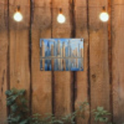 Skyline - Wolkenkrabbers - Water - Blauw tuinposter los doek klein -sfeer1