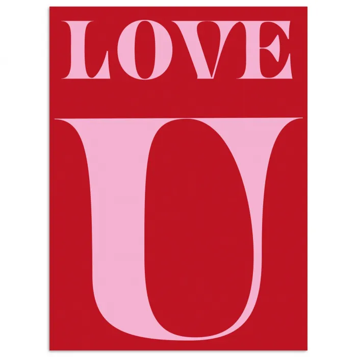 Rood - Love - Valentijn - Roze poster papier klein -3d