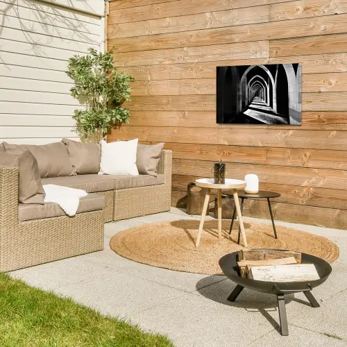 Gang - Bogen - Schaduw - Diepte Tuinposter op houten frame 2 cm dik klein -sfeer2