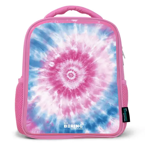 Tie dye - Abstract - Blauw - Roze Kinderrugzak - Roze middel -3d