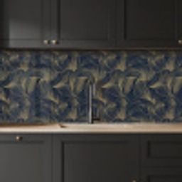 Abstract - Lijnen - Blauw - Goud keuken achterwand 2 middel 871 -sfeer1