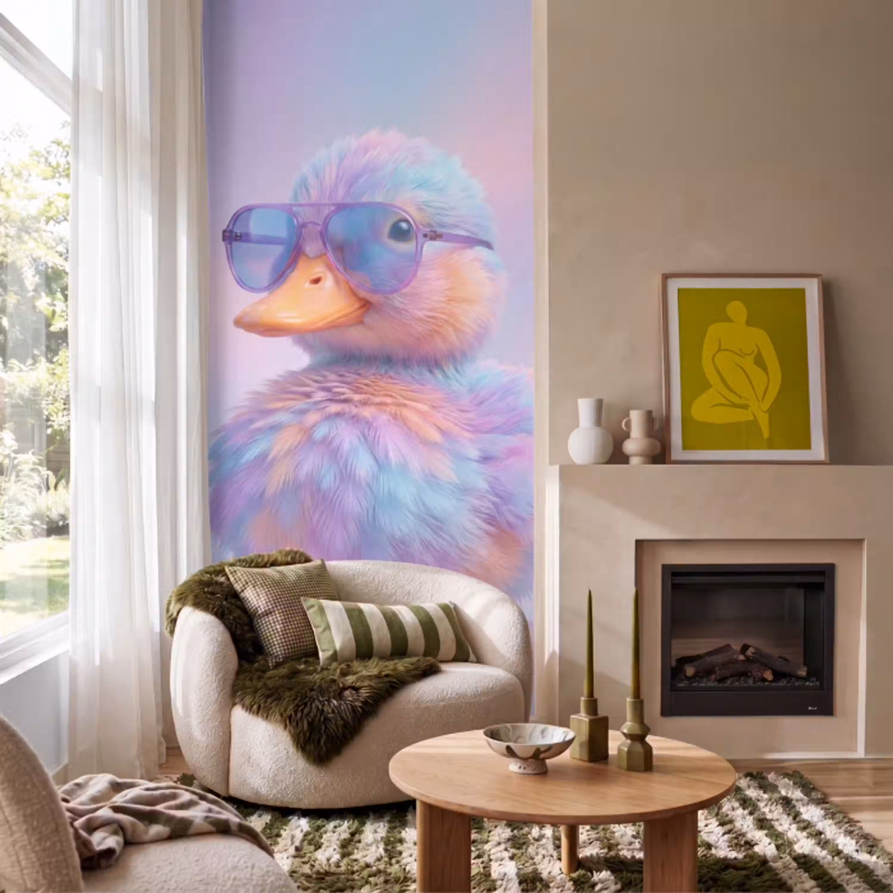 Eend - bril - Pastel Behang Vlies klein -sfeer2