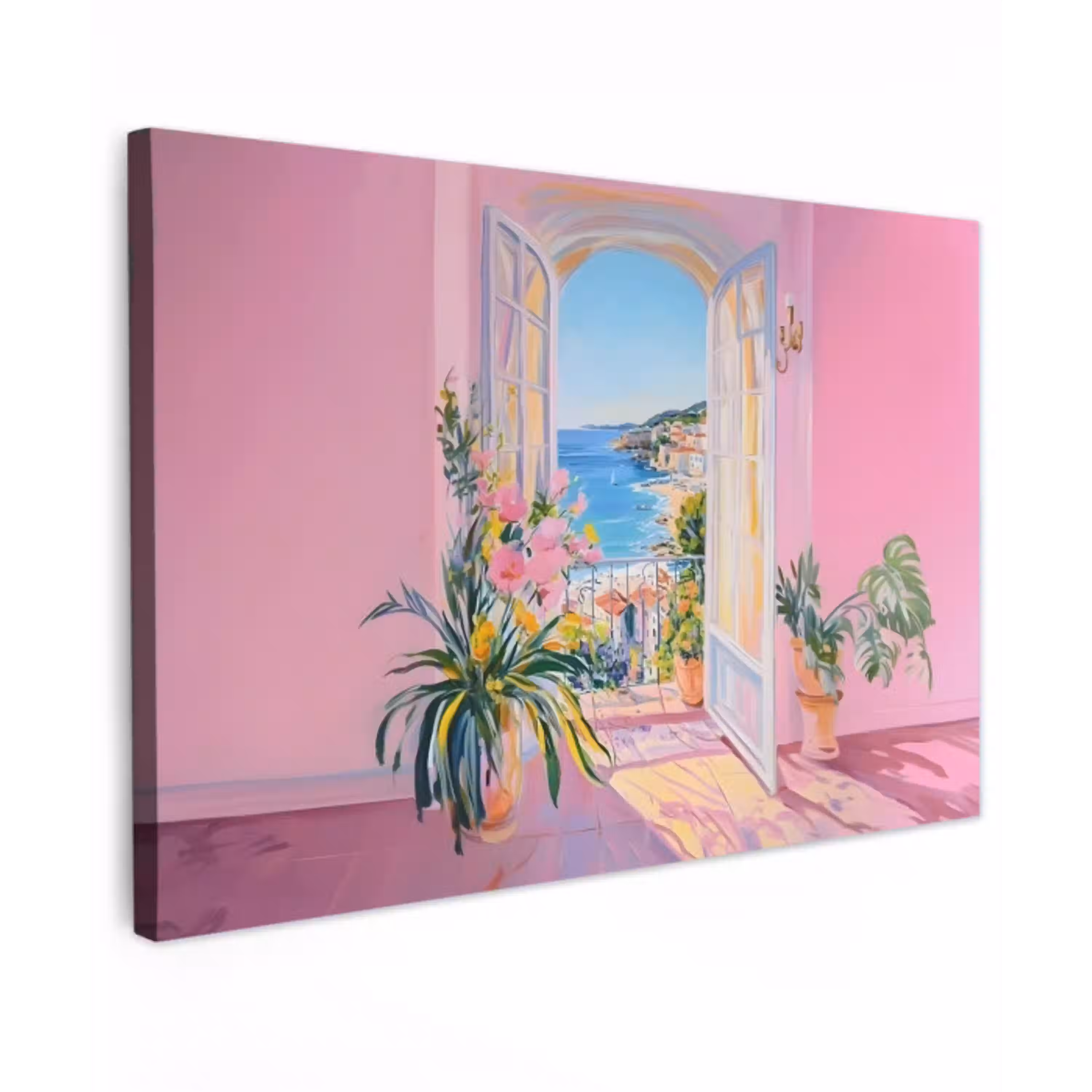 Roze - Buiten - Verf Tuinposter op houten frame 2 cm dik klein -3d