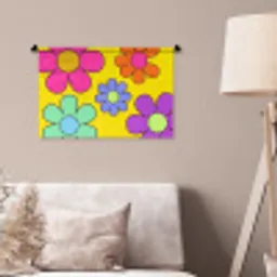 Bloemen - Illustratie - Kleurrijk Wandkleed katoen klein -sfeer4