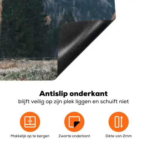 Schotse hooglander - Berg - Landschap - Bomen - Koe - Natuur Inductie beschermer vinyl 3mm klein -zzzzzzz-td-onderkant