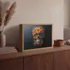 Bloemen - Kleurrijk - Schedel Light Box met batterij (Wandlamp) middel -sfeer2