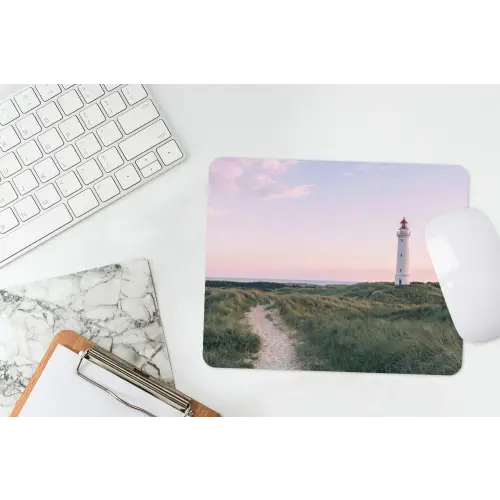 Vuurtoren - Duinlandschap - Zee muismat rubber klein -witbureau
