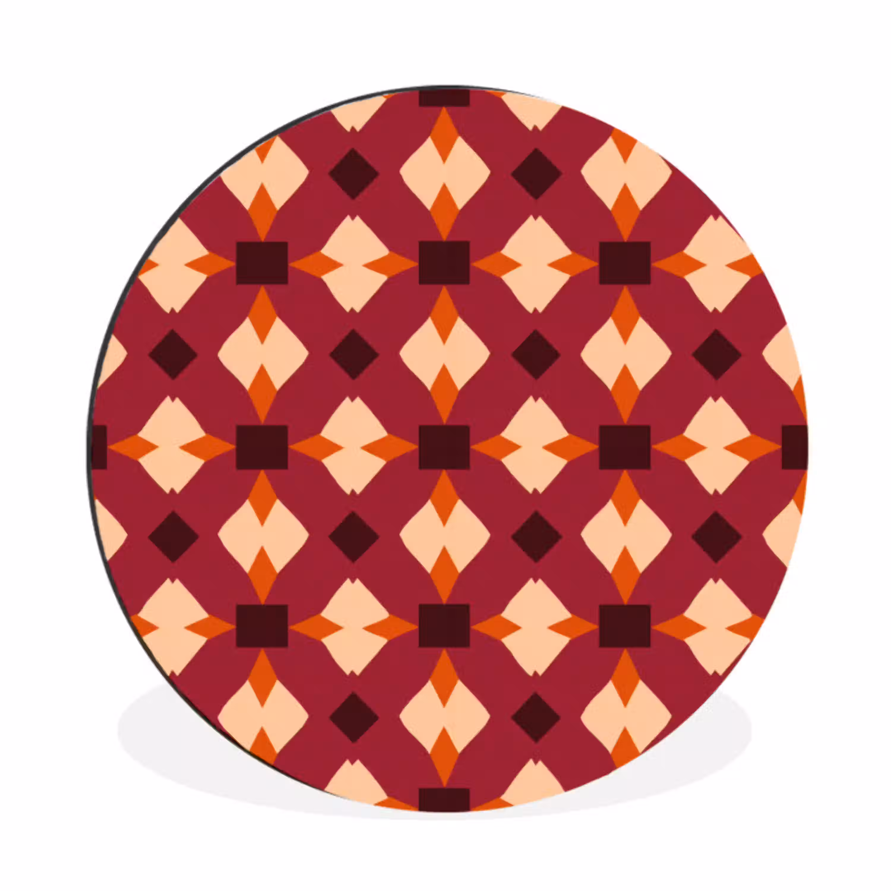 Retro - Patroon - Kleurrijk Wandcirkel aluminium klein 190 -3d