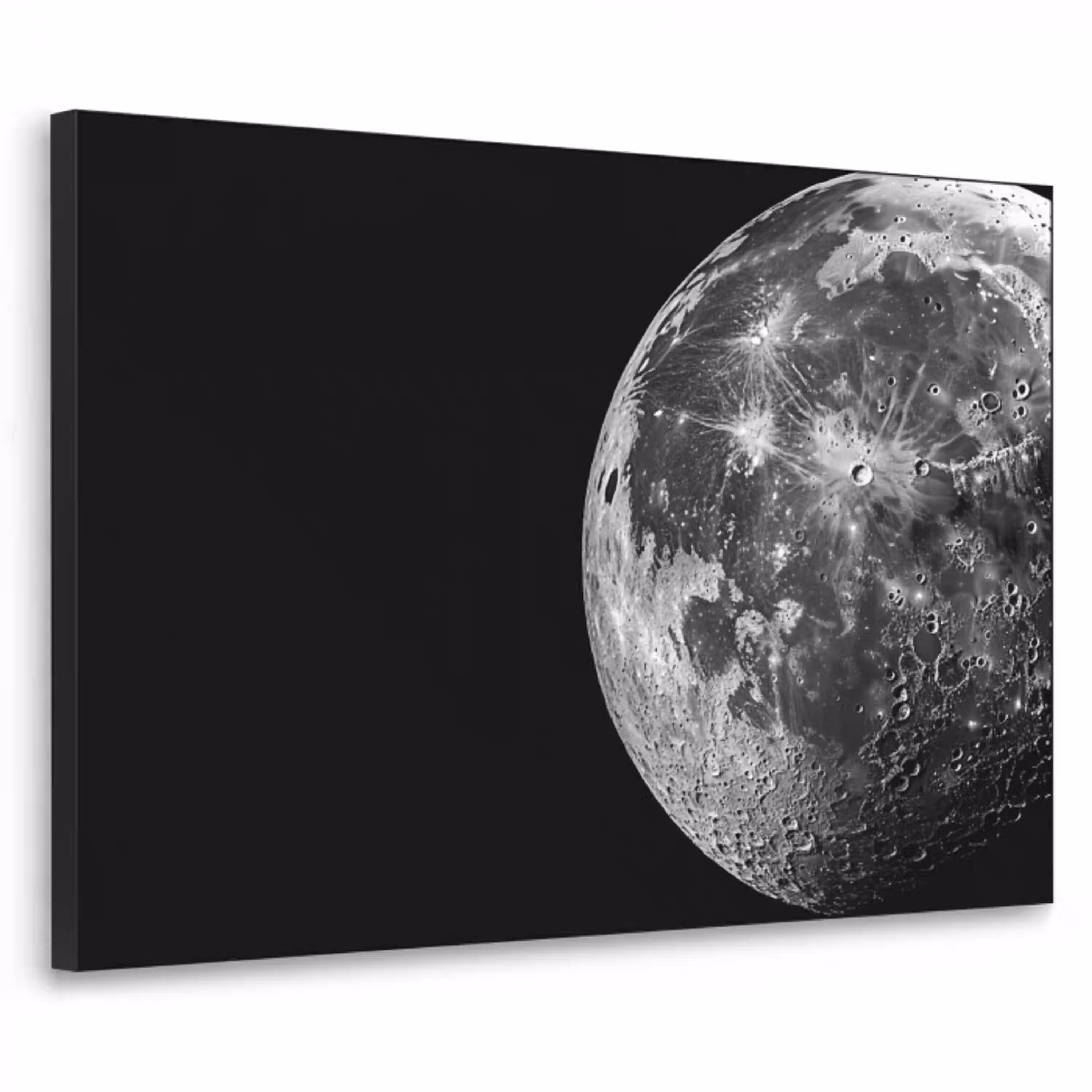 Close-up - Maan - Wit - Textuur Textielframe - compleet frame klein -3d