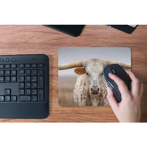 Longhorn - Grasveld - Dier muismat rubber klein -toetsenbord