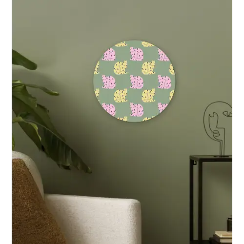 Pastel - Katten - Vlekjes - Groen Wandcirkel plexiglas klein 852 -sfeer3