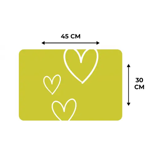 Groen - Hartjes - Wit Placemat vinyl groot -specs