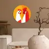 Kippen - Oranje - Vlakken Wandcirkel kunststof plaat 5mm dik klein -sfeer1