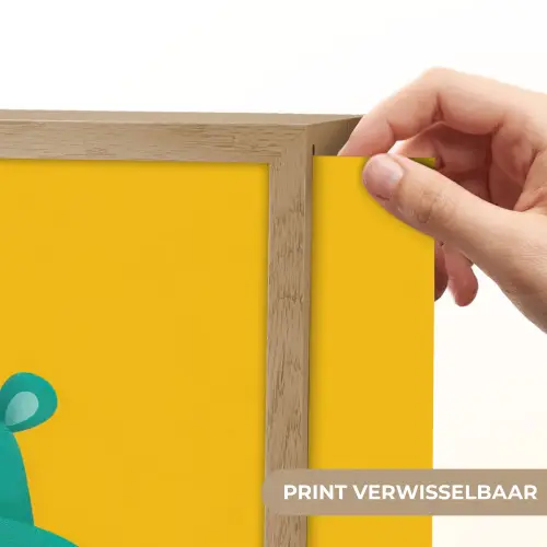 Nijlpaard - Vogels - Groen - Geel Light Box met batterij (Wandlamp kind) middel -USP_websiteprintNL