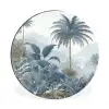 Jungle - Modern - Blauw - Groen Wandcirkel aluminium klein -3d