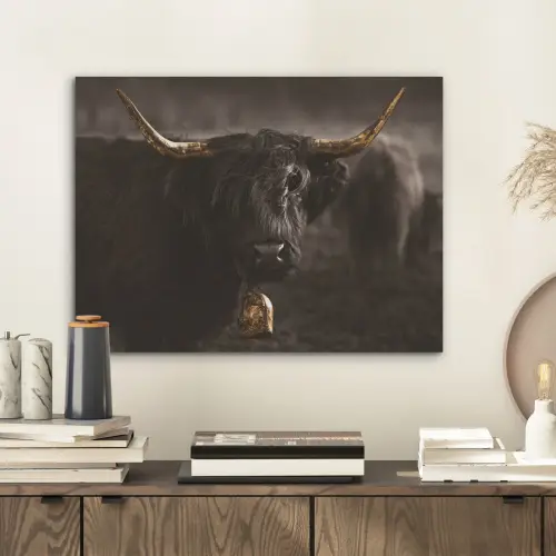 Schotse hooglander - Goud - Koebel - Hoorns - Dieren PET vilt klein -sfeer1