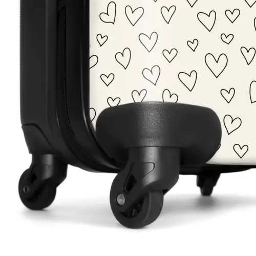 Valentijn hartenregen patroon zwart NBS - Handbagage koffer - Kinderen Unisex middel -wiel