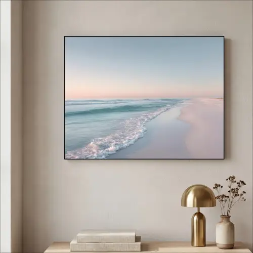 Kustlijn - Pastel - water Textielframe zwart klein -sfeer2
