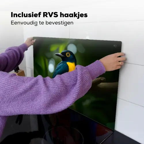 Vogel - Tak - Geel - Bladeren Inductie beschemer met haakjes klein -ky-ophangen-nl