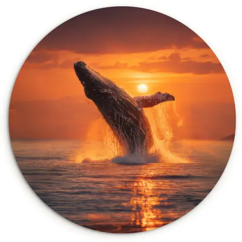 Walvis - Zon - Zee Wandcirkel kunststof plaat 5mm dik klein -3d