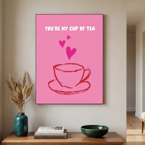 Thee - Roze - Valentijn - Tekst Textielframe - compleet frame klein -sfeer1