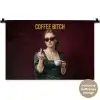Koffie - Vrouw - Middelvinger Wandkleed katoen klein -t3d_DE