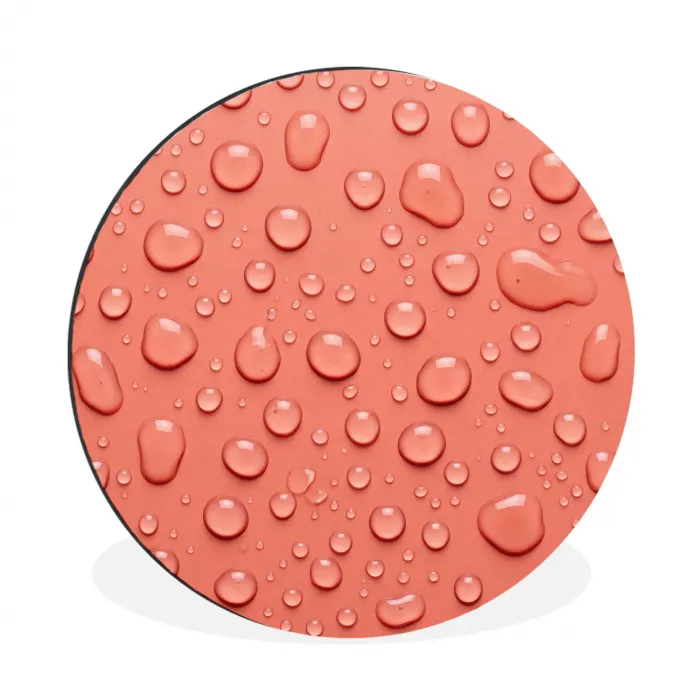 Water - Druppels - Roze Wandcirkel aluminium klein -3d