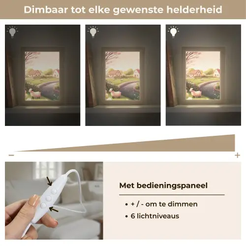 Schapen - Huisje - Platteland Light Box met kabel (Tafellamp) klein -USP_dimbaarNL
