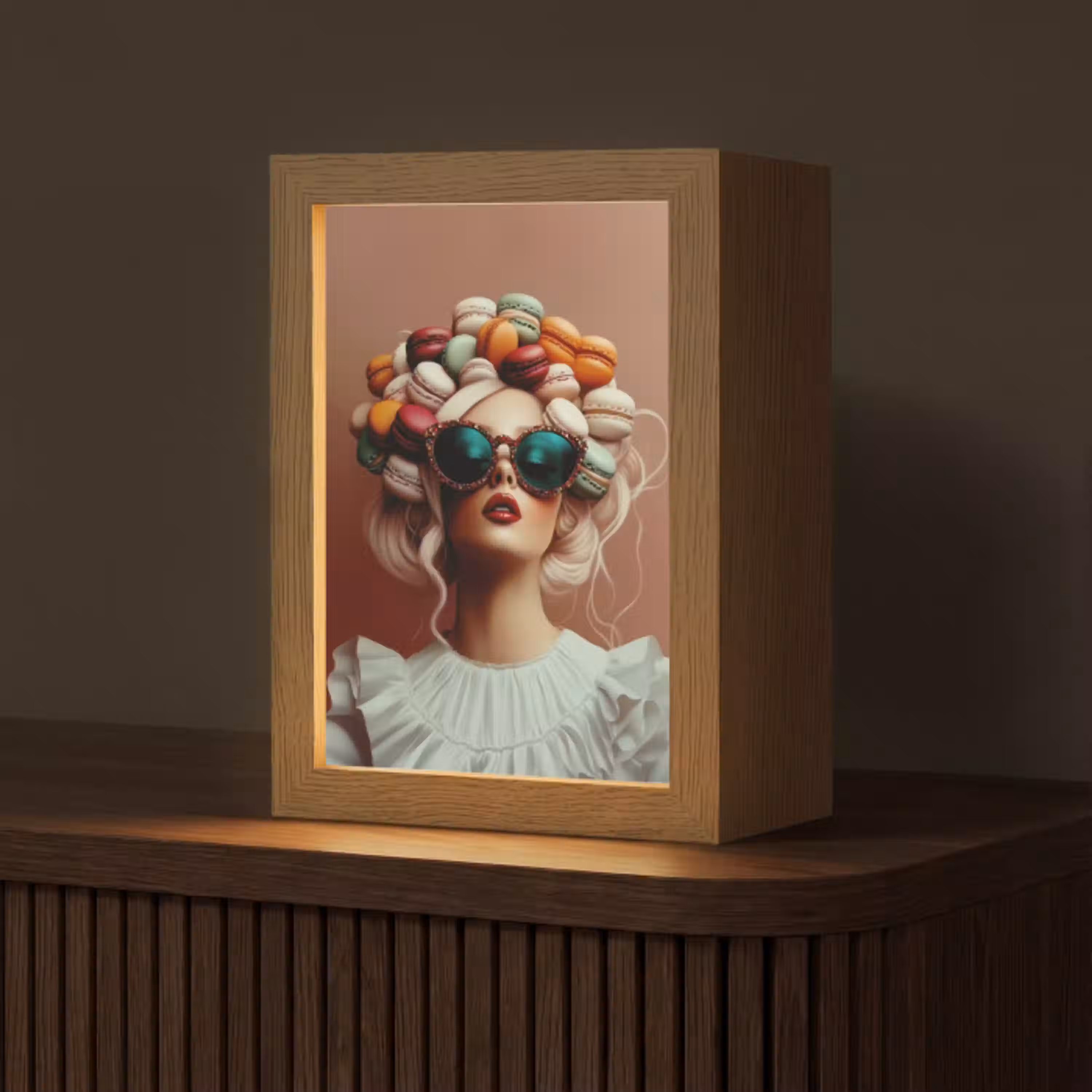 Vrouw - Macarons - Bril Light Box met kabel (Tafellamp) klein -z3d_website