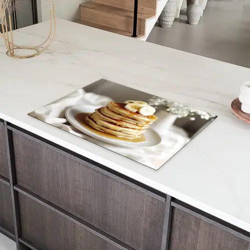 Pannenkoeken - Banaan - Siroop - Wit - Beige Inductie beschermer vinyl 3mm klein -sfeer8