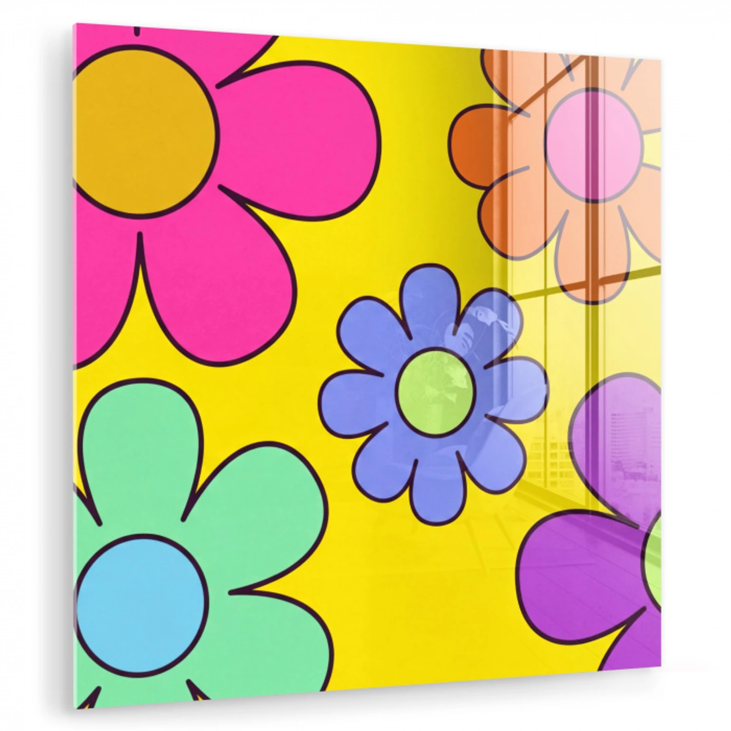 Bloemen - Illustratie - Kleurrijk plexiglas 5mm klein -zzzproduct_nieuw