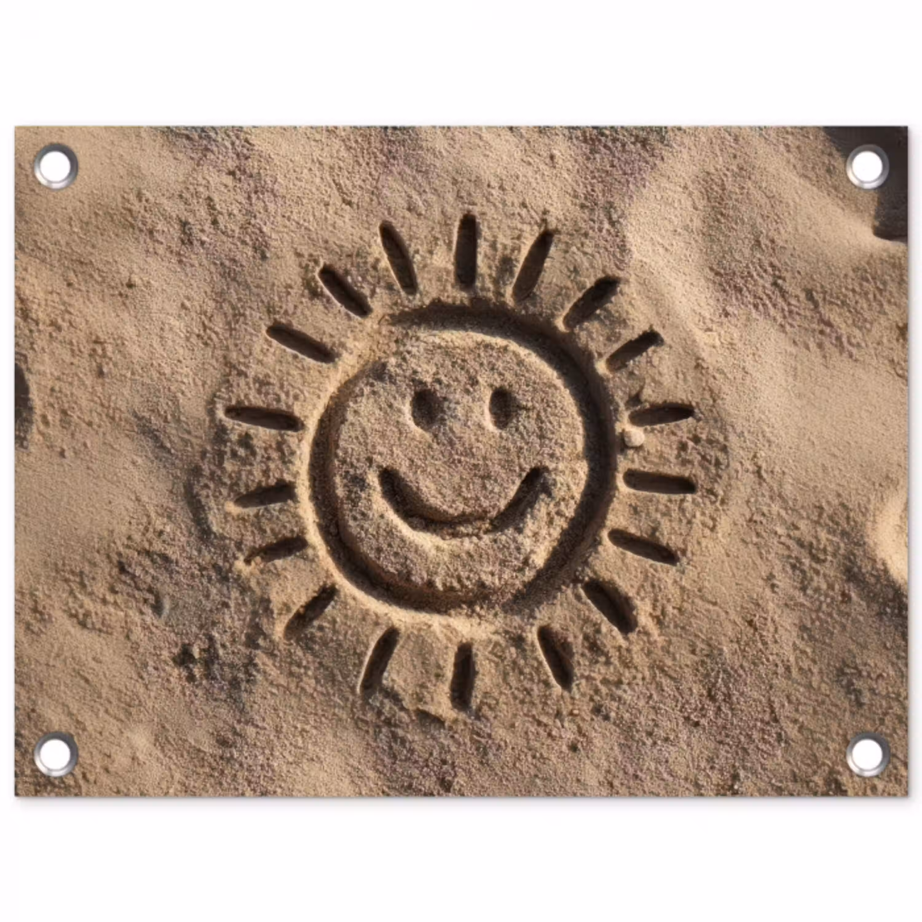 Gezichtje - Zon - Zand - Getekend tuinposter los doek klein -3d