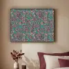 Spat - Abstract - Oranje - Groen Textielframe zwart klein 947 -sfeer1